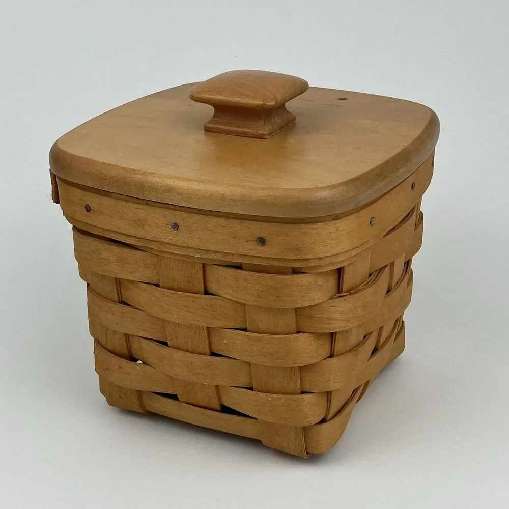 Longaberger Small Teaspoon Basket Set 1997 | /w Lid, Protector 5